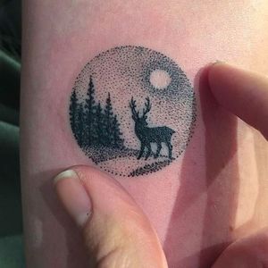 Dotwork Deer Silhouette tattoo by Eva #Miniature #mini #scenery #eva #dotwork #deer #silhouette