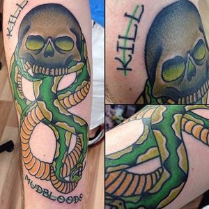 Dark Mark Tattoo by Mike Bentley #darkmark #darkmarktattoo #darkmarktattoos #harrypotter #harrypottertattoo #harrypottertattoos #voldemort #voldemorttattoo #deatheater #deatheatertattoo #booktattoo #MikeBentley