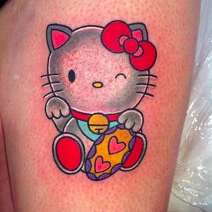 Lucky Hello kitty neko tattoo by @roxyryder #roxyryder #hellokitty #Alchemytattoostudio #UK