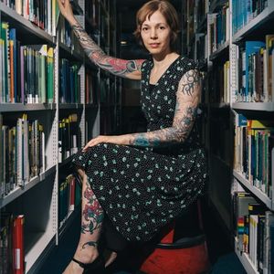 An awesome photo of a tattooed librarian by Heather Shuker. #books #goodreads #literature #tattooedcharacters