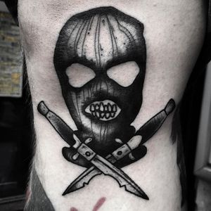 Balaclava Tattoo by Jeremy Boleyn #blackwork #blackink #darkart #balaclava #blackworkbalaclava #JeremyBoleyn