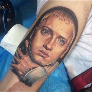 Eminem Tattoo by Roman Abrego #eminem #eminemart #marshallmathers #marshallmathersIII #rapper #rap #hiphop #music #RomanAbrego