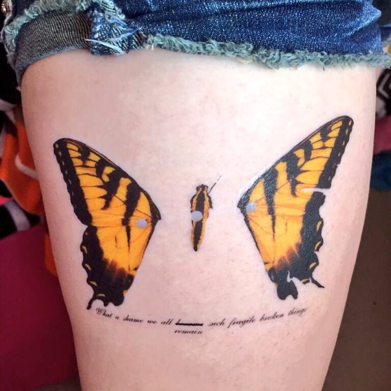 Tattoo uploaded by Xavier • Paramore tattoo of puncturedw1ngs on Tumblr. # paramore #band #music #lyrics #butterfly • Tattoodo