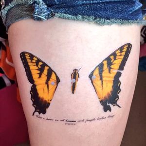 Tattoo uploaded by Carlos Bustillos • Brand New Eyes Paramore Butterfly  yellow Mariposa • Tattoodo