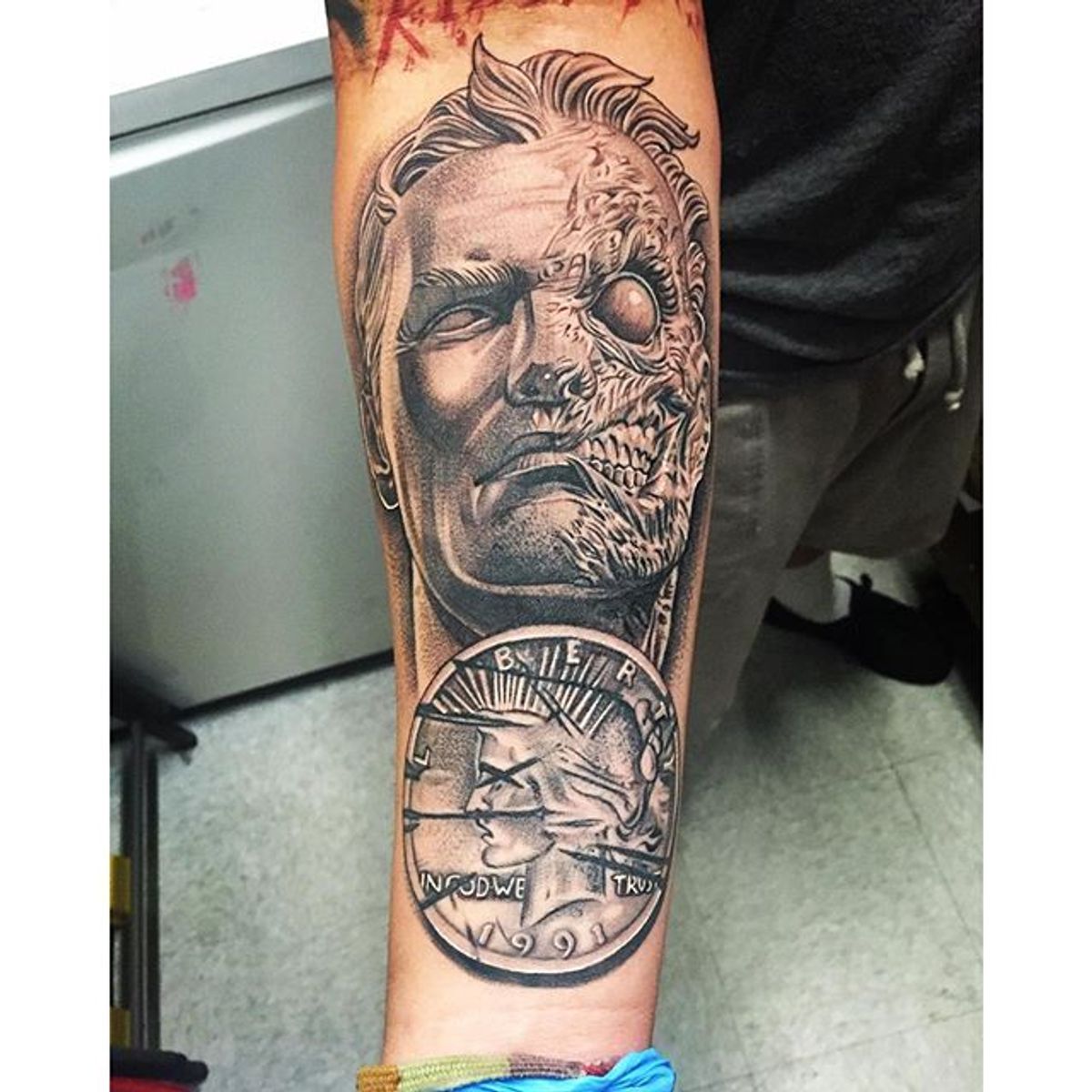 Two face tattoo for woman