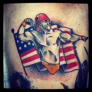 Hulk Hogan proving that he's a real American. By @klemensderdritte. #traditional #americanflag #wrestling #HulkHogan #klemensderdritte