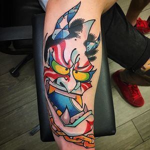 Hannya Tattoo by Davee Blows #Hannya #NewSchool #JapaneseTattoo #NewSchoolJapanese #NewSchoolTattoos #daveeblows