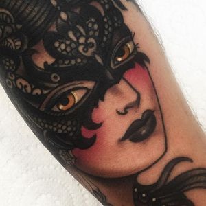 Masked woman via instagram jon_ftw #maskedladies #maskedlady#traditional #color #jonftw #portrait #americantraditional
