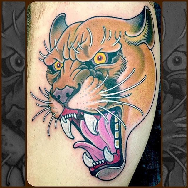 Tattoo uploaded by Robert Davies • Mountain Lion Tattoo by Curt Baer # mountainlion #mountianliontattoo #bigcat #bigcattattoo #bigcattattoos  #traditional #neotraditional #CurtBaer • Tattoodo