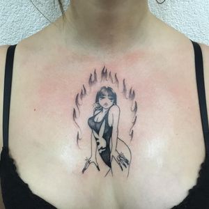 Not Your Bunny tattoo by Soto Gang #SotoGang #blackandgrey #portrait #lady #pinup #goddess #playboy #playboybunny #bunny #jewelry #nails #hoopearrings #fire #fierce #90s #80s #anime #manga