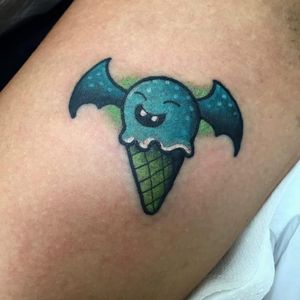 Bat ice cream cone tattoo by Christina Hock #ChristinaHock #bat #icecream #icecreamcone #halloween