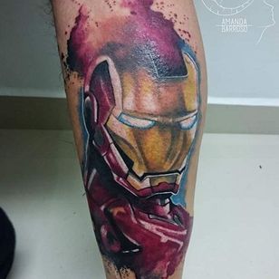 Tatuaje de Iron Man por Amanda Barroso #ironman #watercolor #watercolortattoo #watercolortattoos #brighttattoos #AmandaBarroso