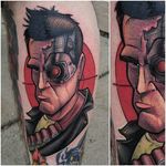 Terminator Tattoo by Thom Bulman #terminator #terminatortattoo #newschool #popculture #popculturetattoos #newschoolpopculture #boldtattoos #popcultureartist #ThomBulman