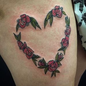 Tattoo uploaded by Stacie Mayer • Heart shaped rose design by Lydia  Hazelton. #neotraditional #flower #heart #rose #LydiaHazelton • Tattoodo