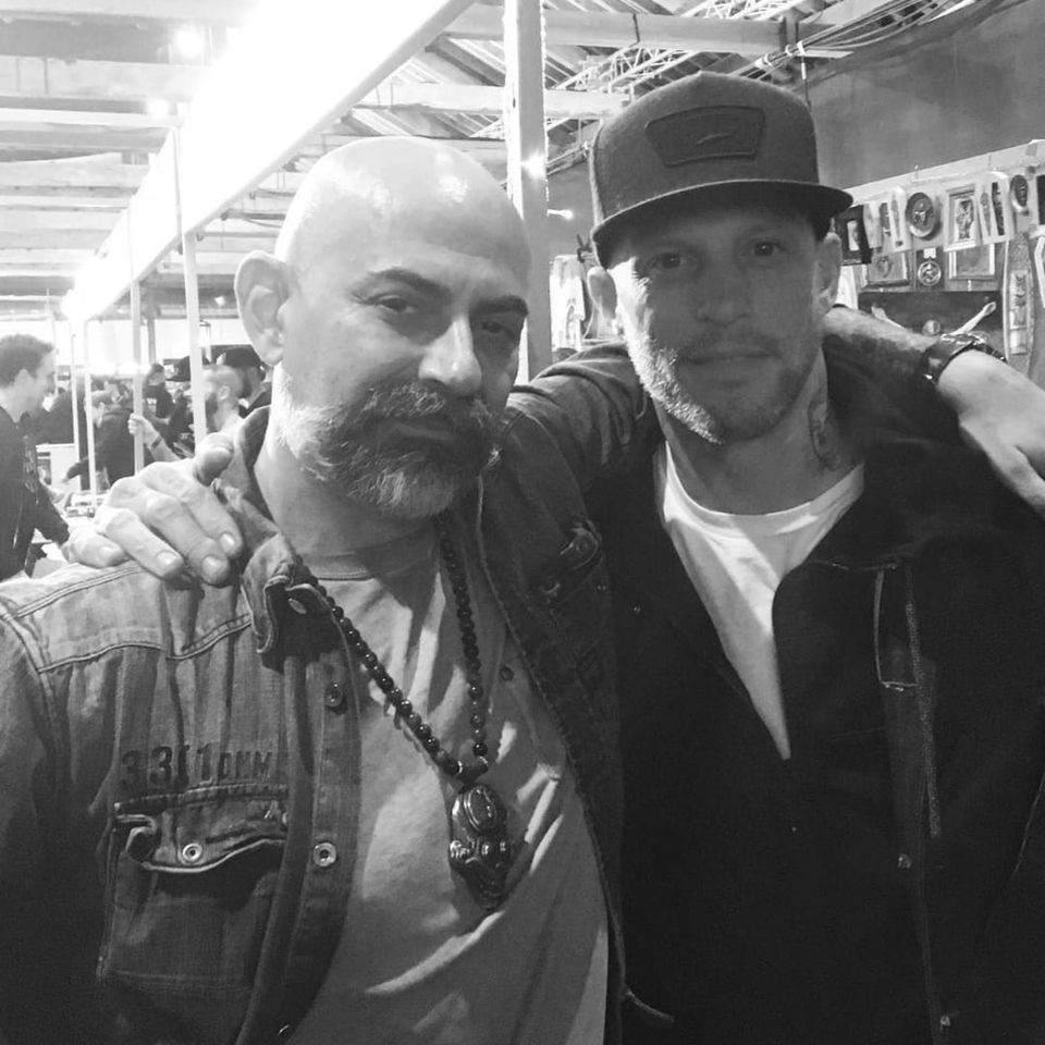 The organiser of the convention Miki Vialetto and Tattoodo's Ami James #AmiJames #MikiVialetto #London (Photo: Instagram)