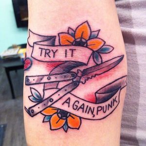 Try it Again, Punk, by Travis Beastman Ellis #TravisBeastmanEllis #butterflyknife #knife #pocketknife