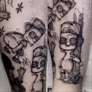 Bart Simpson tattoo by BK Tattooer #BKTattooer #contemporary #blackwork #graphic #bartsimpson #simpsons