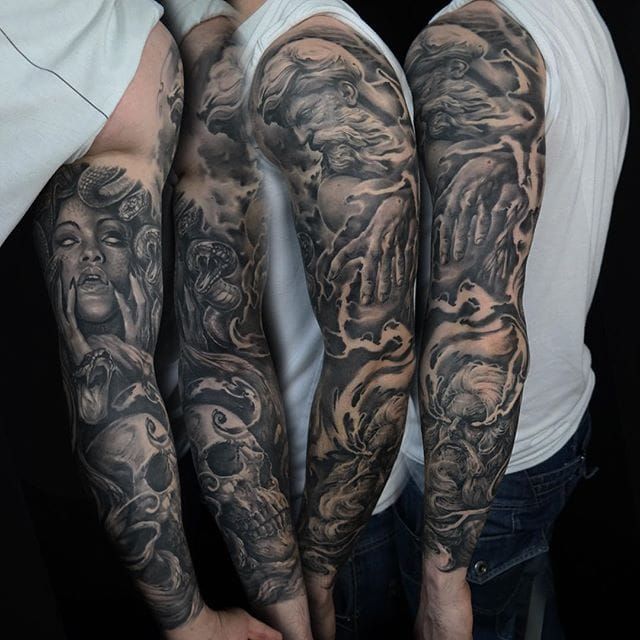 Portland 2019   reaper blackwork darkart  Tatuagem de caveira  Tatuagem Tatuagem masculina