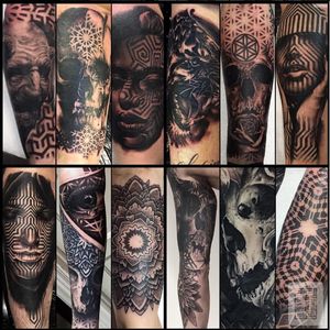 Tattoos by Joz #Joz #MarkJoslin #mandala #blackwork #blackandgrey (Photo: Instagram @joz100)