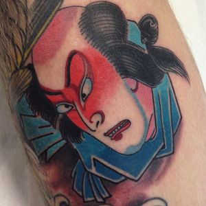 Kabuki tattoo by Chris Nunez #ChrisNunez #color #japanese #kabuki #theater #art #acting #portrait #samurai #face