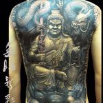 One of Heng Yue's killer depictions of Fudo Myoo (IG—newassasin_tattoo). #blackandgrey #dragon #FudoMyoo #HengYue #Japanese #largescale #realism