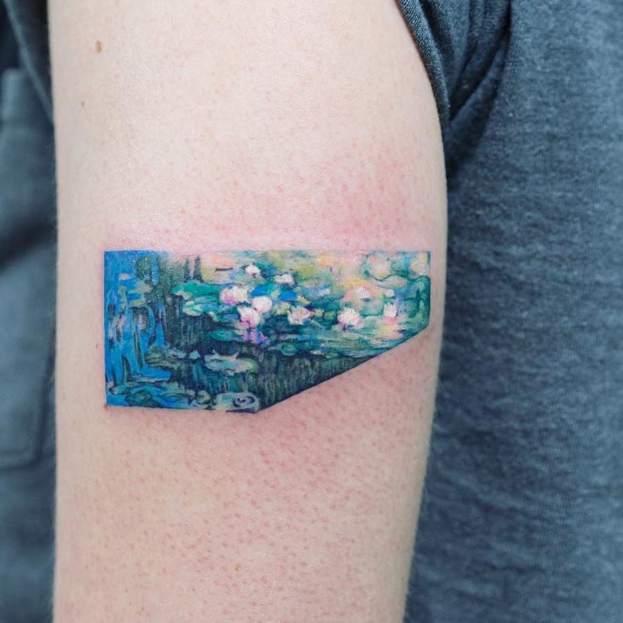 Tattoo Uploaded By Tattoodo Monet Tattoo By Zihee Zihee Watercolortattoos Color Painterly Watercolor Monet Painting Fineart Lilies Pond Lily Lilypad Waterlilies Nature Flowers Floral Water Tattoodo