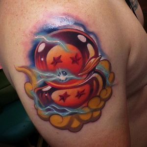 Dragon Ball rubber ducky tattoo by Steven Compton. #newschool #rubberduck #StevenCompton #rubberducky #dragonball