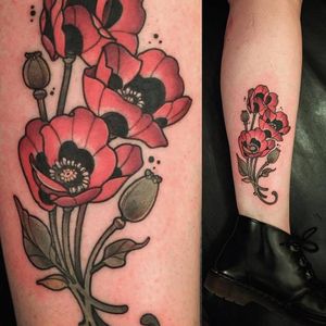 Poppy tattoo by Santi Bord #SantiBord #neotraditional #floral #poppy