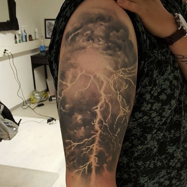 60 Lightning Tattoo Designs For Men  High Voltage Ideas  Cloud tattoo Lightning  tattoo Lightening tattoo