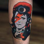 Bowie tattoo by David Cote. #DavidCote #semiabstract #trippy #psychedelic #popculture #davidbowie #bowie #music #icon #ziggystardust