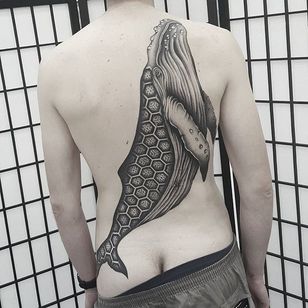 Whale Tattoo by Ben Doukakis #whale #whaletattoo #whaletattoos #blackwork #blackworktattoo #blackworkwhale #dotwork #dotworkwhale #contemporarytattoo #contemporarytattoos #seacreature #BenDoukakis