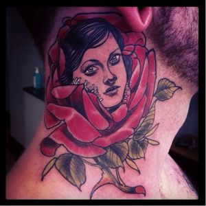 Rose tattoo by Jurgen Eckel #JurgenEckel #neotraditional #lady #rose