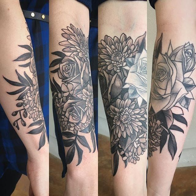 Black floral sleeve tattoo  Tattoogridnet