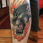 Flaming panther. (via IG - greggletron) #gregorywhitehead #traditional #panther