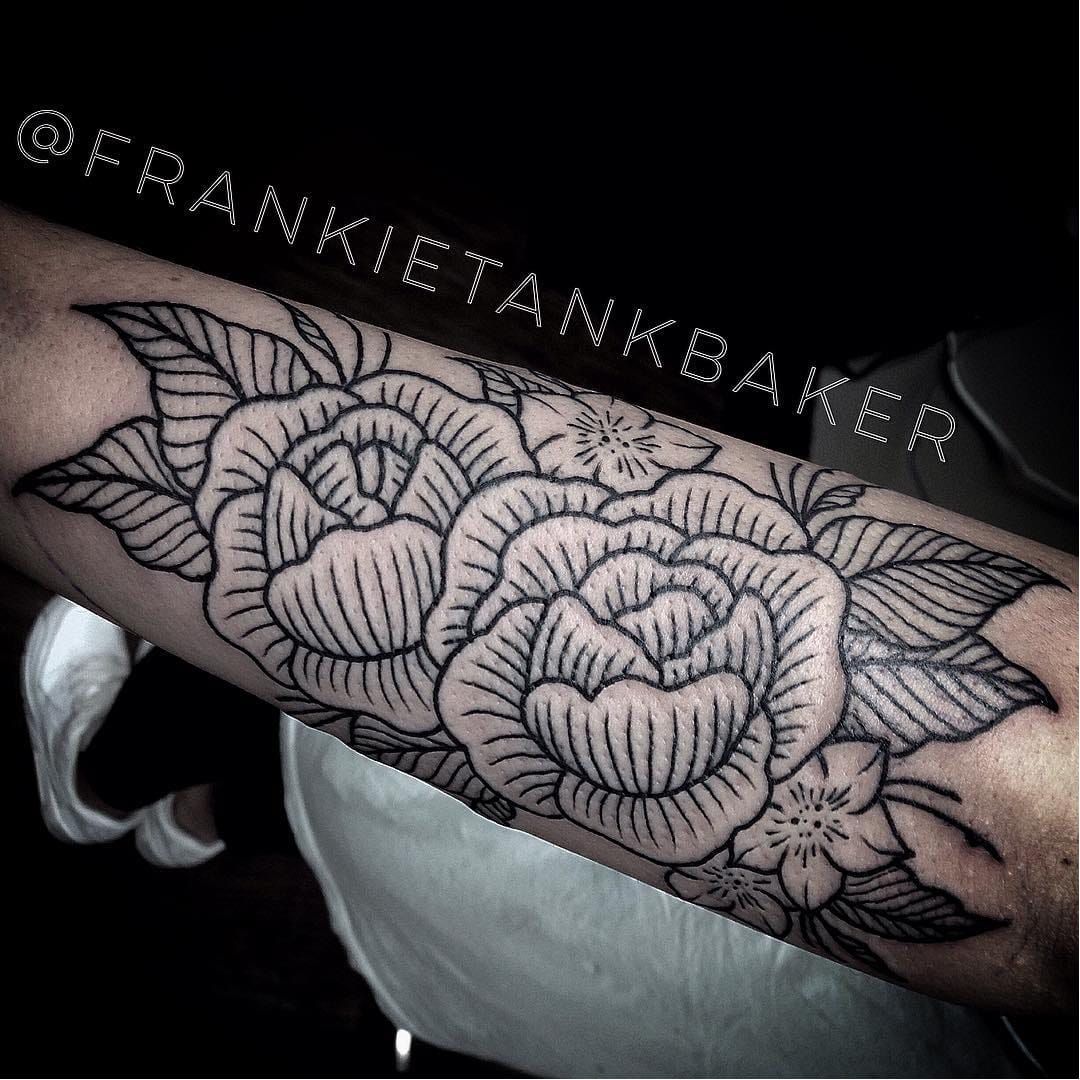 Black and Gray, Linework, Flower, Fine Line tattoo by Lacey McClellan