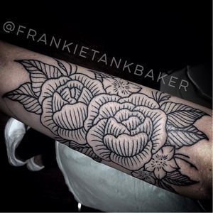 Bold Linework Rose Tattoo by Frankie Tank Baker #Linework #Rose #FrankieTankBaker