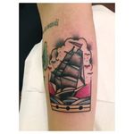 Ship tattoo by Diki. #Diki #deconstructed #traditional #ship
