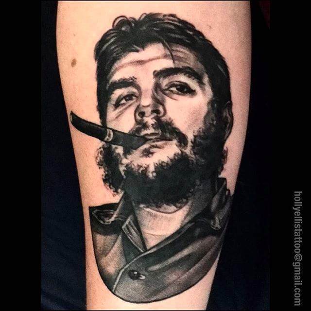 Tattoo uploaded by minerva • Ernesto "Che" Guevara Traditional Portrait Tattoo by Holly Ellis @Hollsballs1 #HollyEllis #IdleHandsSF #idlehandstattoo #Traditional #Black #Portrait #Portraittattoo #Smoking # cheguevara #Tobacco • Tattoodo