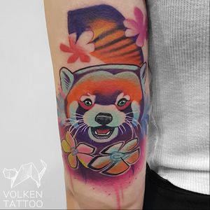 Red panda tattoo by Volken #Volken #watercolor #graphic #redpanda #panda #animal