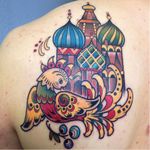 Russian tattoo by Helga Hagen #HelgaHagen #traditional #russian #colorful #bird