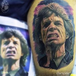 Super realistic Mick Jagger portrait Photo from Ronald Horta on Instagram #RonaldHorta #hyperealism #realistic #colombiantattooers #tatuadorescolombianos #portrait #MickJagger #RollingStones