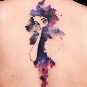 Cosmic girl tattoo by Federica Stefanello #graphic #FedericaStefanello #nebula #watercolor