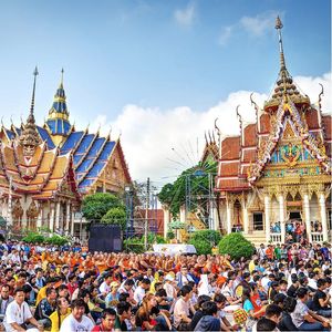 The massive gathering at Wat Bang Phra for the Wai Kru ceremony. Photo by Matthew Karsten #festival #KhongKhuen #sacredtattoos #sakyant  #Thai #WaiKru