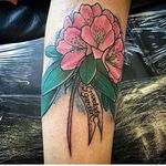 Rhododendron memorial tattoo by Thea Louise. #flower #botanical #rhododendron #memorial #neotraditional #TheaLouise