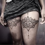 Matching ornamental tattoos by Marine Ishigo #MarineIshigo #ornamental #matching #linework #dotwork #blackwork