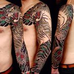 A fierce tiger tattoo via Regino Gonzalez (IG—rg74). #Irezumi #Japanese #traditional #sleeves #tiger