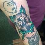 Carnivorous 8-ball flower tattoo by Chris Lockhart #ChrisLockhart #8balltattoo #traditional #flower #magic8ball #8ball #goodluck #goodlucktattoo