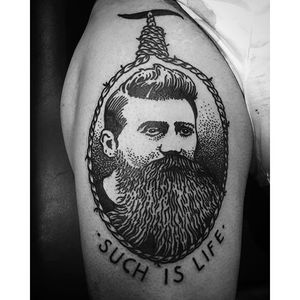 Ned Kelly Tattoo by Christoph Aribert #NedKelly #NedKellyTattoo #OutlawTattoo #FolkloreTattoos #AustralianTattoos #ChristophAribert
