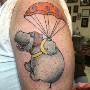 Skydiving hippo by Fritz Schroeder via IG @feathernubs #hippo #hippopotamus #skydiving #parachute #cute