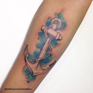 Tatuaje de ancla por Dell Nascimento #anchor #watercolor #watercolorartist #contemporary #DellNascimento